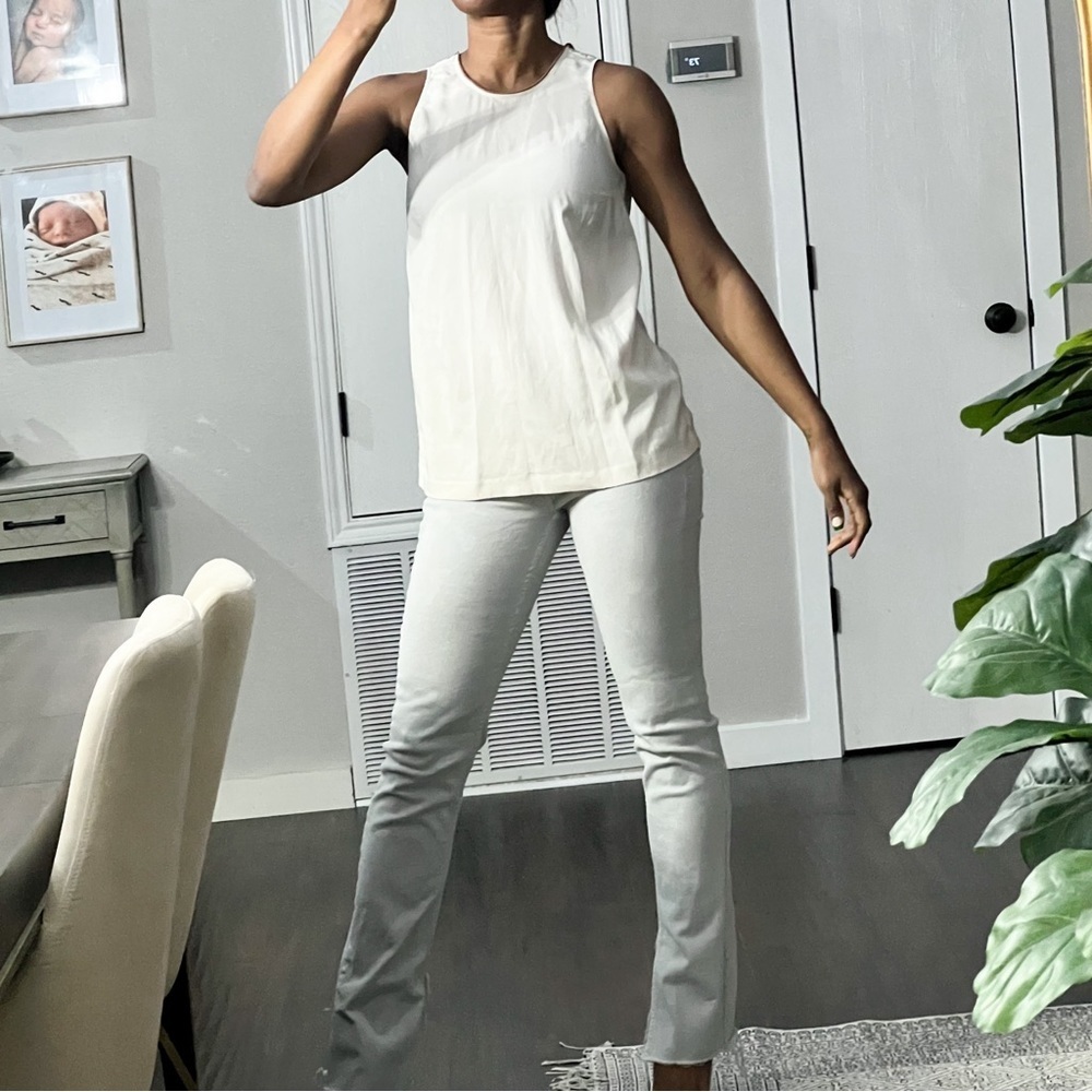 brunello cucinelli silk bend top with chain cream color size medium